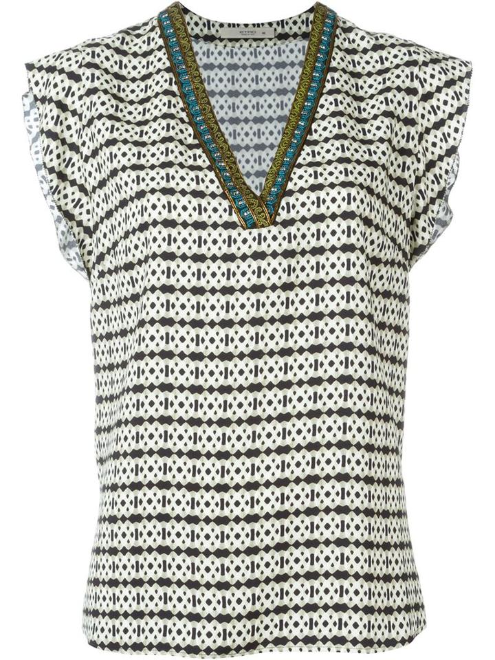 Etro Embroidered V-neck Printed Top
