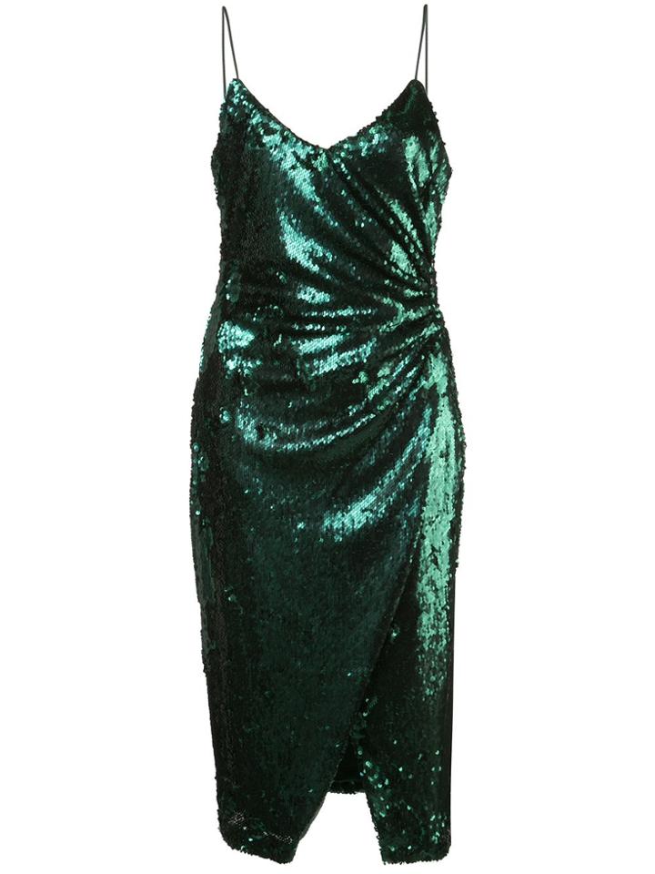 Black Halo Sequin-embellished Midi Dress - Green