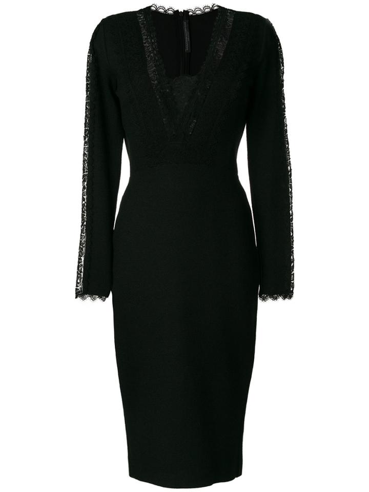 Ermanno Scervino Lace Panel Long Sleeve Dress - Black