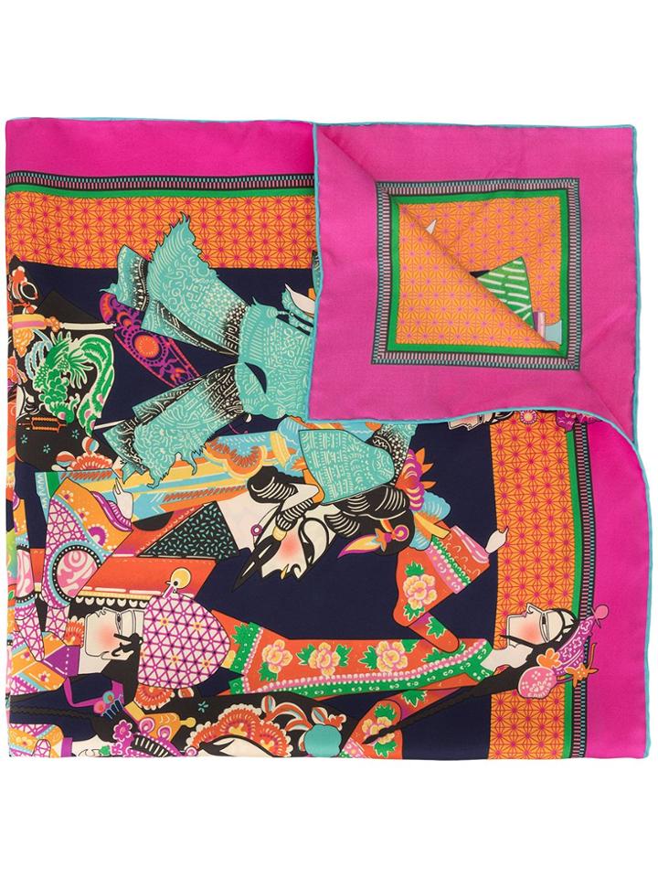 Shanghai Tang Puppets Print Foulard - Pink