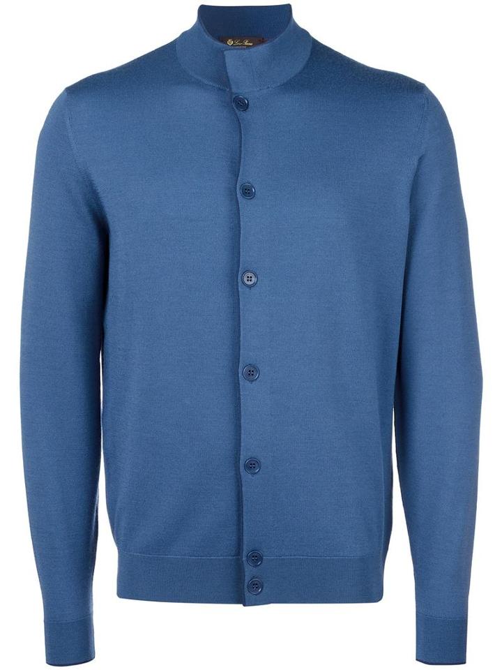 Loro Piana Knitted Bomber Jacket, Men's, Size: 54, Blue, Silk/cashmere/virgin Wool