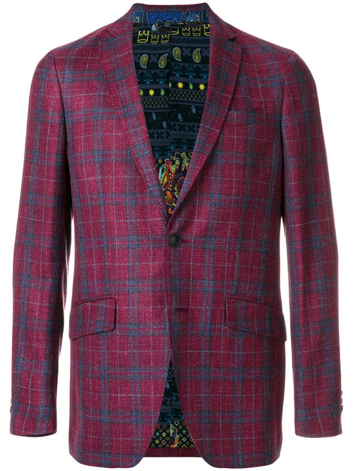 Etro Plaid Blazer - Pink & Purple