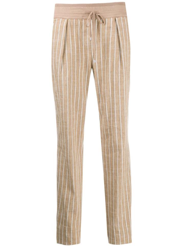 Lorena Antoniazzi Striped Tapered Trousers - Black