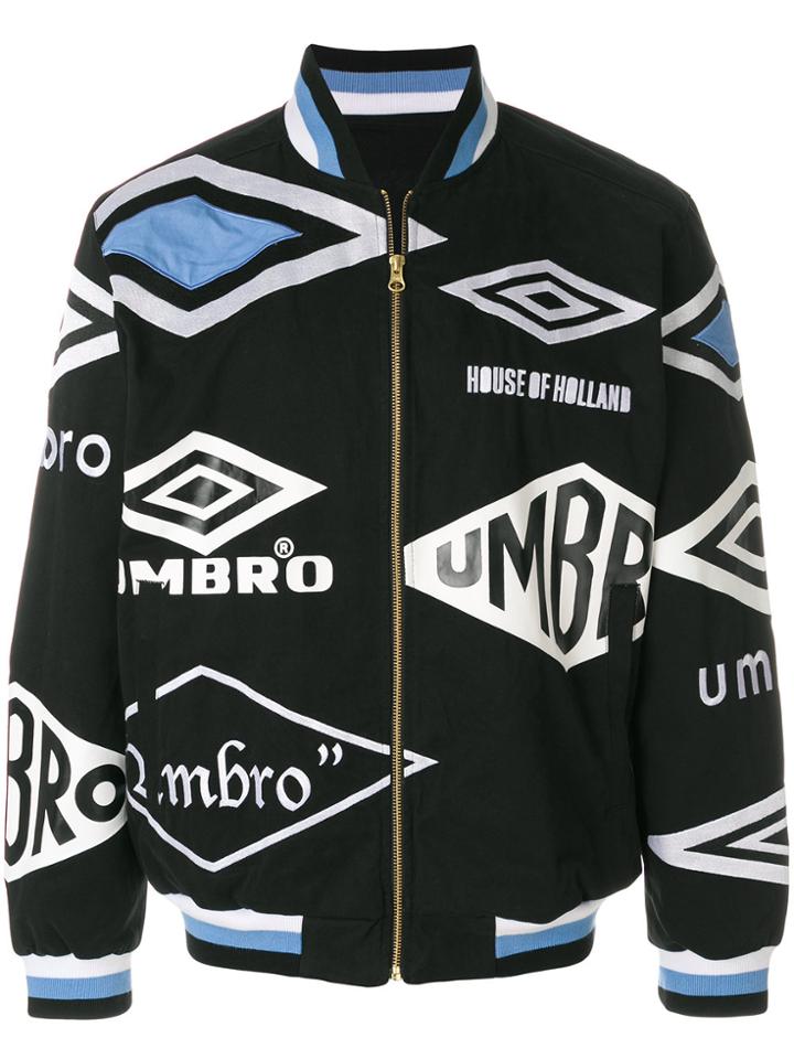 House Of Holland Logo Detail Bomber Jacket - Black