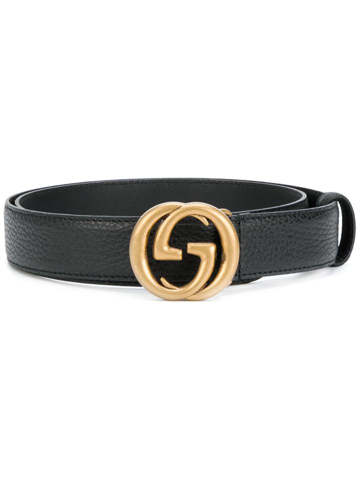 Gucci Belt With Interlocking G Buckle - Black