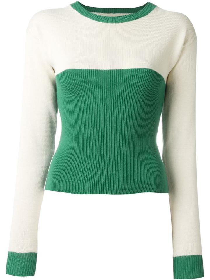 Mm6 Maison Margiela Ribbed Colour Block Jumper, Women's, Size: S, White, Cotton