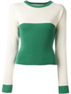 Mm6 Maison Margiela Ribbed Colour Block Jumper, Women's, Size: S, White, Cotton