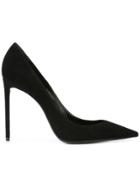 Saint Laurent Heel/zoe Pointy Toe Suede Pump - Black