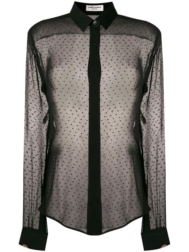 Saint Laurent Sheer Embroidered Blouse - Black