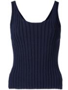 Estnation - Ribbed Vest Top - Women - Linen/flax - 38, Blue, Linen/flax