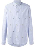Kenzo - Striped Badge Button Down Shirt - Men - Cotton - Xxl, Blue, Cotton