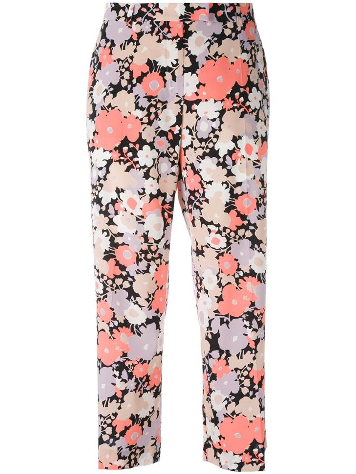 Agnona Cropped Floral Trousers - Pink & Purple