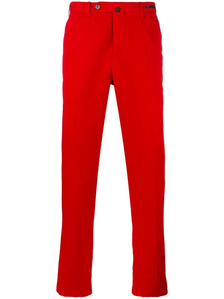 Pt01 - Slim-fit Trousers - Men - Cotton/linen/flax - 48, Red, Cotton/linen/flax