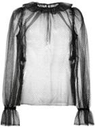 Dolce & Gabbana Transparent Ruffle Blouse, Women's, Size: 44, Black, Polyester/polyamide