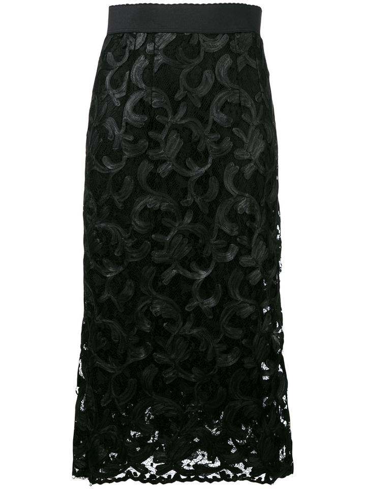 Dolce & Gabbana - Lace Midi Skirt - Women - Silk/cotton/nylon/viscose - 44, Women's, Black, Silk/cotton/nylon/viscose