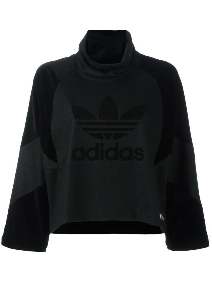 Adidas Originals Trefoil Logo Print Sweatshirt, Women's, Size: 40, Black, Polyester/wool
