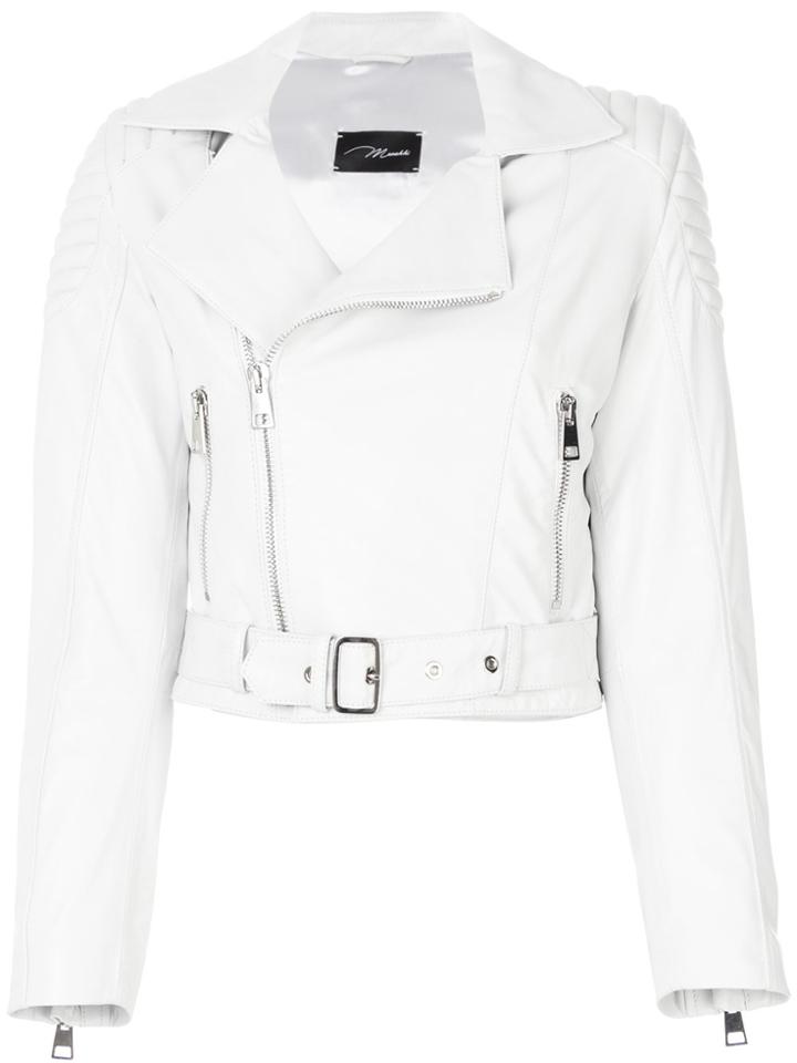 Manokhi Cropped Leather Jacket - White