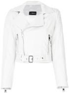 Manokhi Cropped Leather Jacket - White