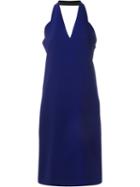 Carven Scalloped Trim Halterneck Dress, Women's, Size: 40, Blue, Polyester/acetate/silk