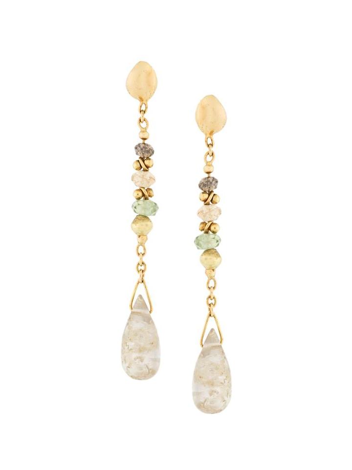 Natasha Collis Diamond & Sapphire Drop Earrings, Women's, Metallic