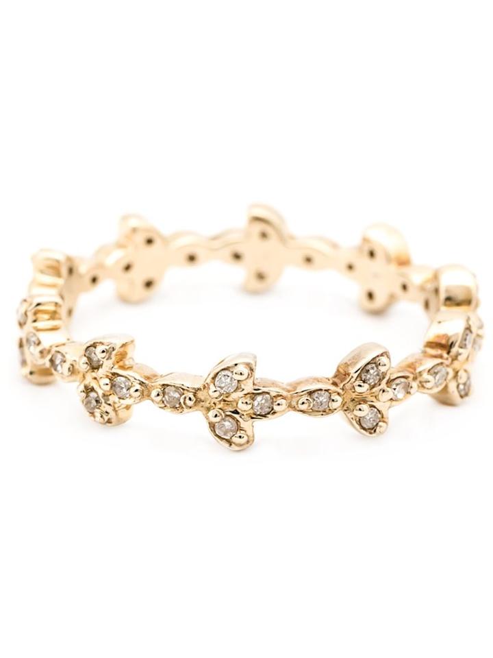 Diamond Leaf Band Ring, Women's, Metallic, Mathilde Danglade