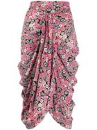 Isabel Marant Draped Floral Skirt - Pink