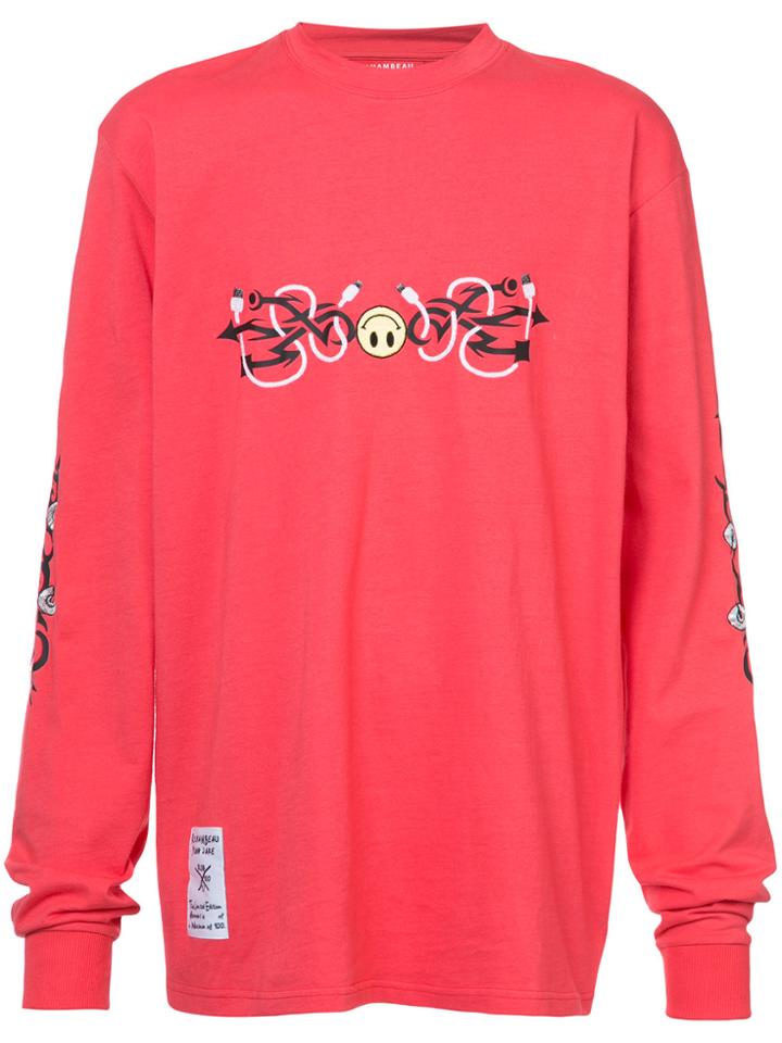 Rochambeau Tribal Smiley Long-sleeved T-shirt - Red