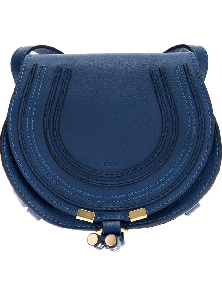 Chloé 'marcie' Saddle Bag, Women's, Blue, Calf Leather