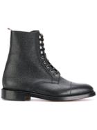 Thom Browne Grainy Finish Lace Up Boots - Black