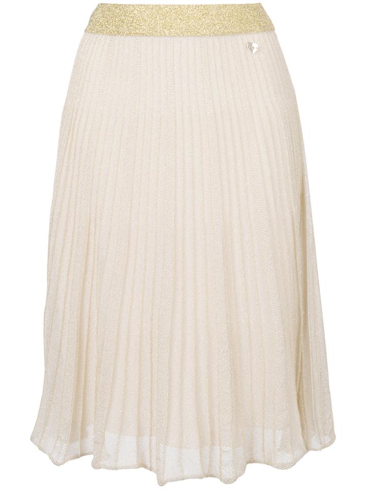 Twin-set Pleated Lame Skirt - Nude & Neutrals