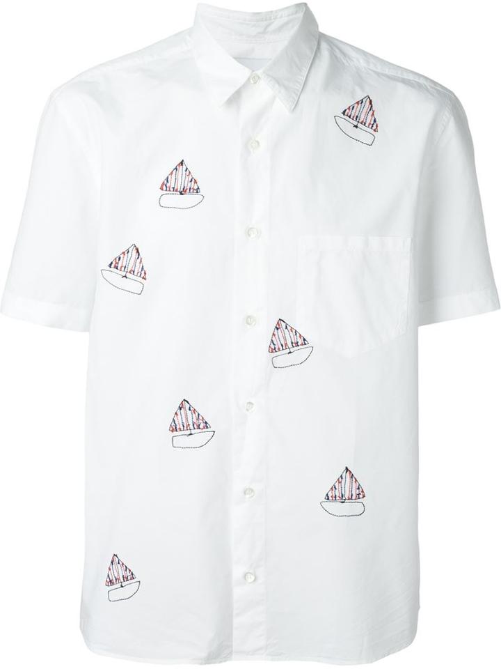 Jimi Roos Embroidered Sails Shirt, Men's, Size: S, White, Cotton