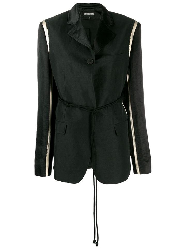 Ann Demeulemeester Contrast Sleeve Blazer - Black
