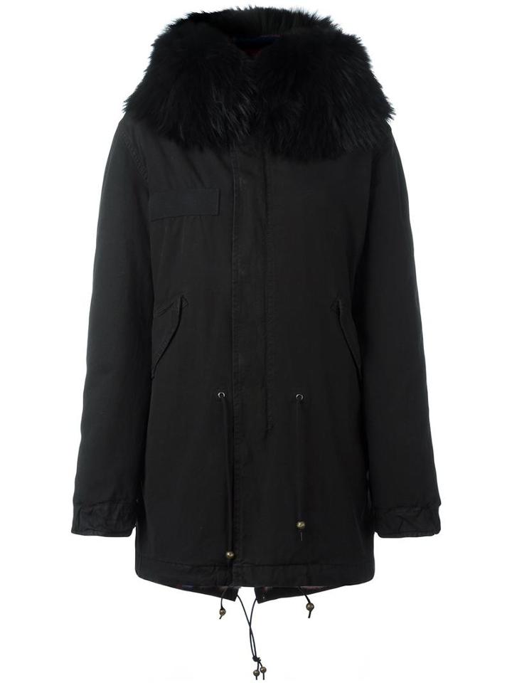 Mr & Mrs Italy Midi Parka, Women's, Size: Small, Black, Cotton/lamb Skin/mink Fur/racoon Fur