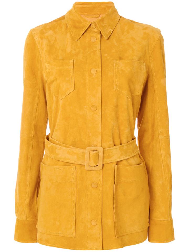 Victoria Victoria Beckham Belted Waist Shirt Jacket - Yellow & Orange