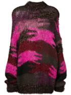 Saint Laurent Camouflage Jacquard Knit Jumper - Pink & Purple