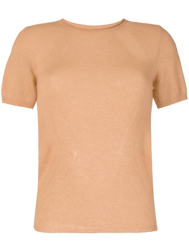 Ermanno Scervino Short-sleeve Fitted Sweater - Brown