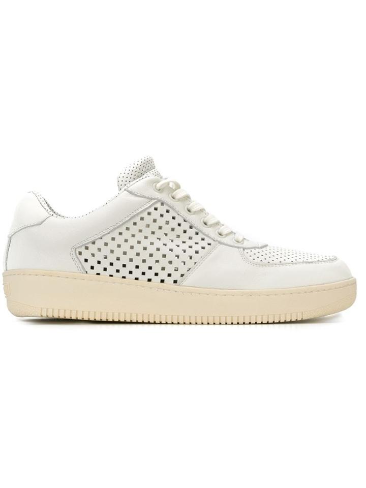 Leather Crown Perforated Sneakers, Men's, Size: 45, White, Leather/rubber