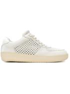 Leather Crown Perforated Sneakers, Men's, Size: 45, White, Leather/rubber