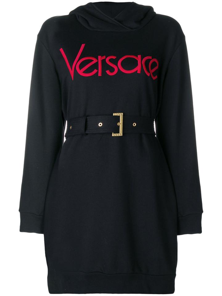 Versace Belted Logo Dress - Black
