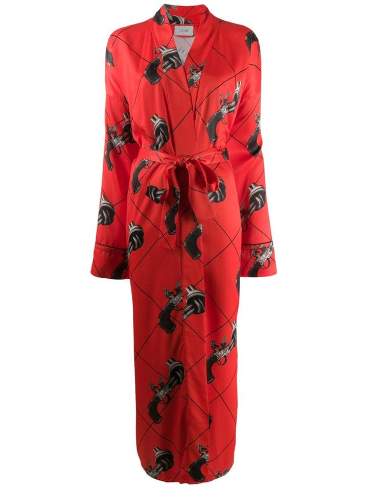 Kirin Gun Print Kimono Coat - Orange