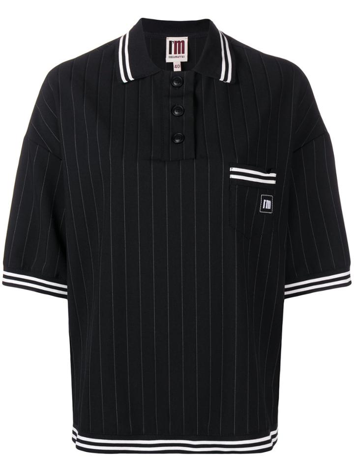 I'm Isola Marras Pinstripe Polo Shirt - Black