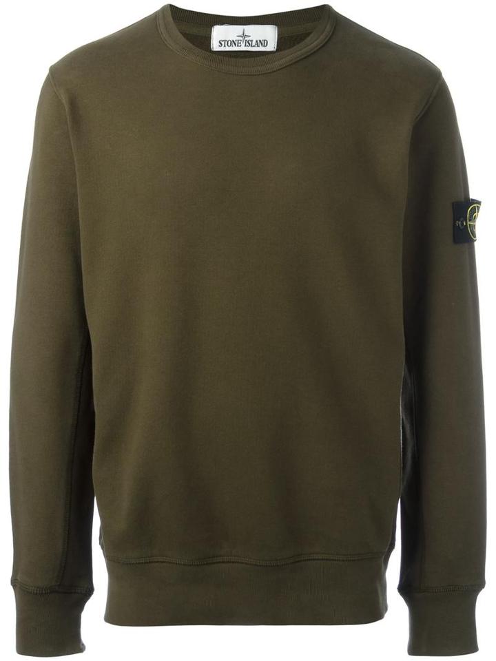 Stone Island Logo Patch Sweatshirt, Men's, Size: Xl, Green, Cotton