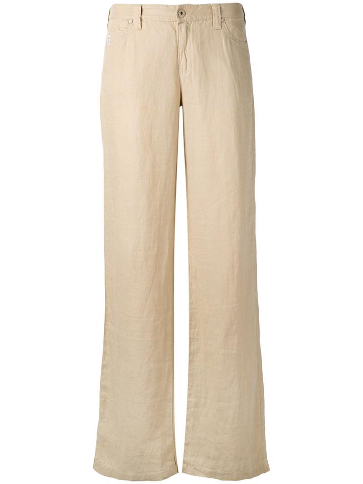Armani Jeans - Wide Leg Trousers - Women - Linen/flax - 32, Nude/neutrals, Linen/flax