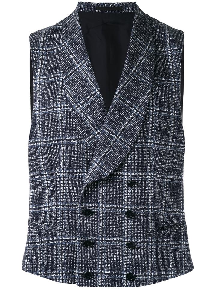 Z Zegna - Checked Waistcoat - Men - Cotton - 54, Blue, Cotton