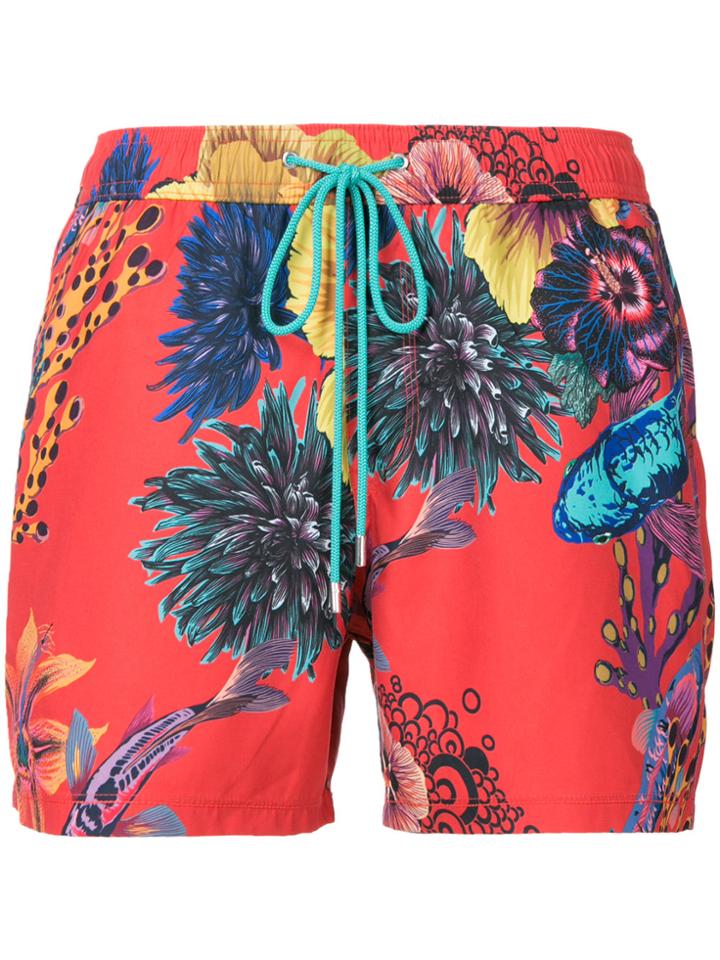Paul Smith Ocean Print Swim Shorts - Red