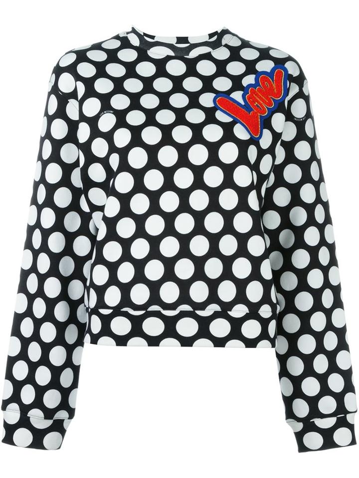 Love Moschino Polka Dot Print Sweatshirt, Women's, Size: 42, Black, Cotton/polyester