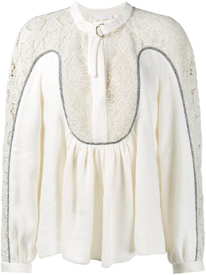 Chloé Crochet Insert Blouse