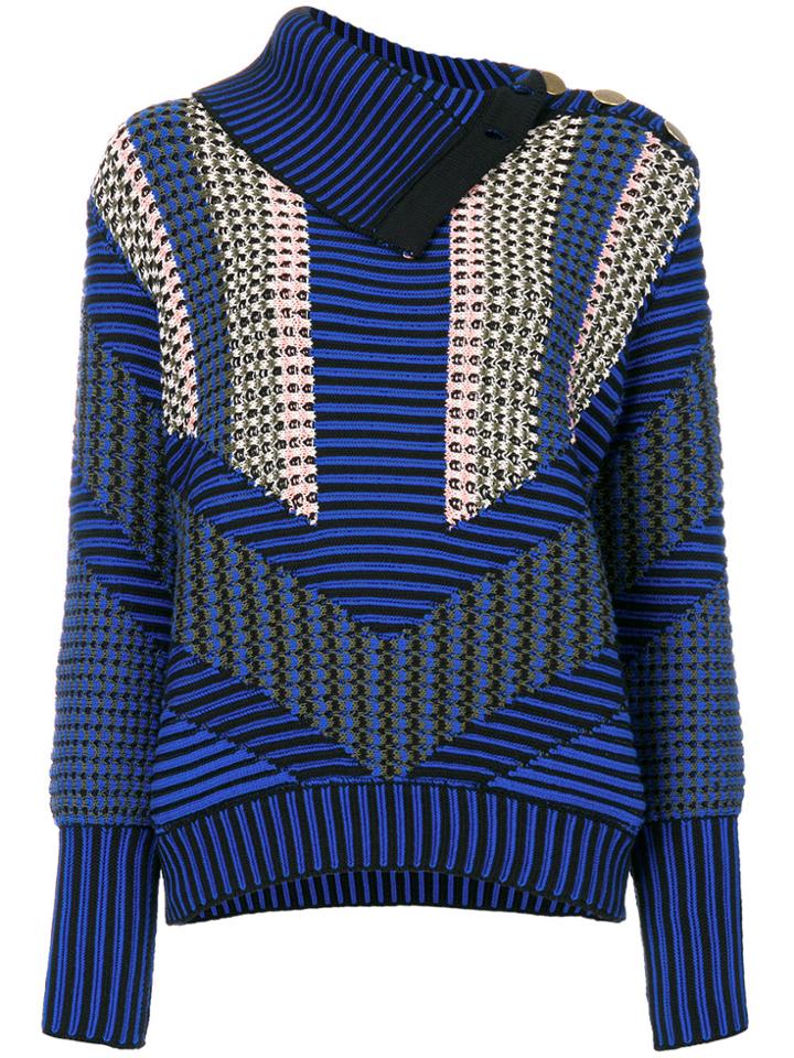 Peter Pilotto Asymmetric Patterned Sweater - Blue