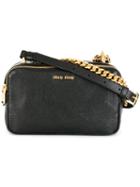 Miu Miu Chain Detail Shoulder Bag, Women's, Black, Goat Skin/metal