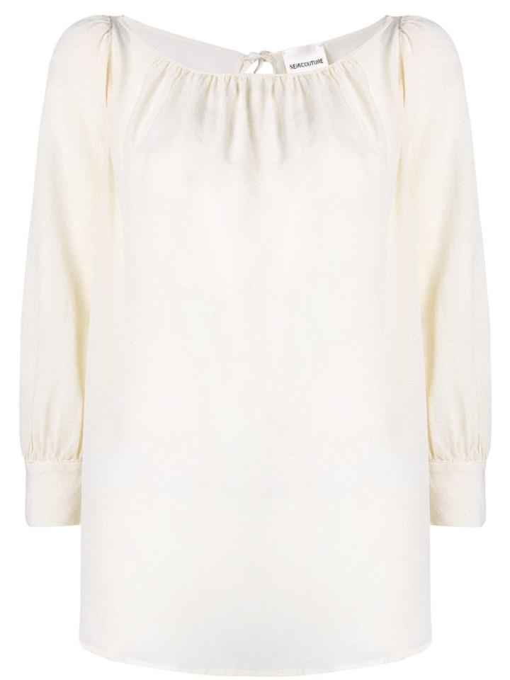 Semicouture Boat Neck Blouse - Nude & Neutrals